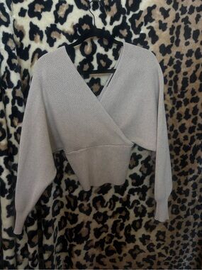 Love Tree Light Gray Wrap V-Neck Sweater